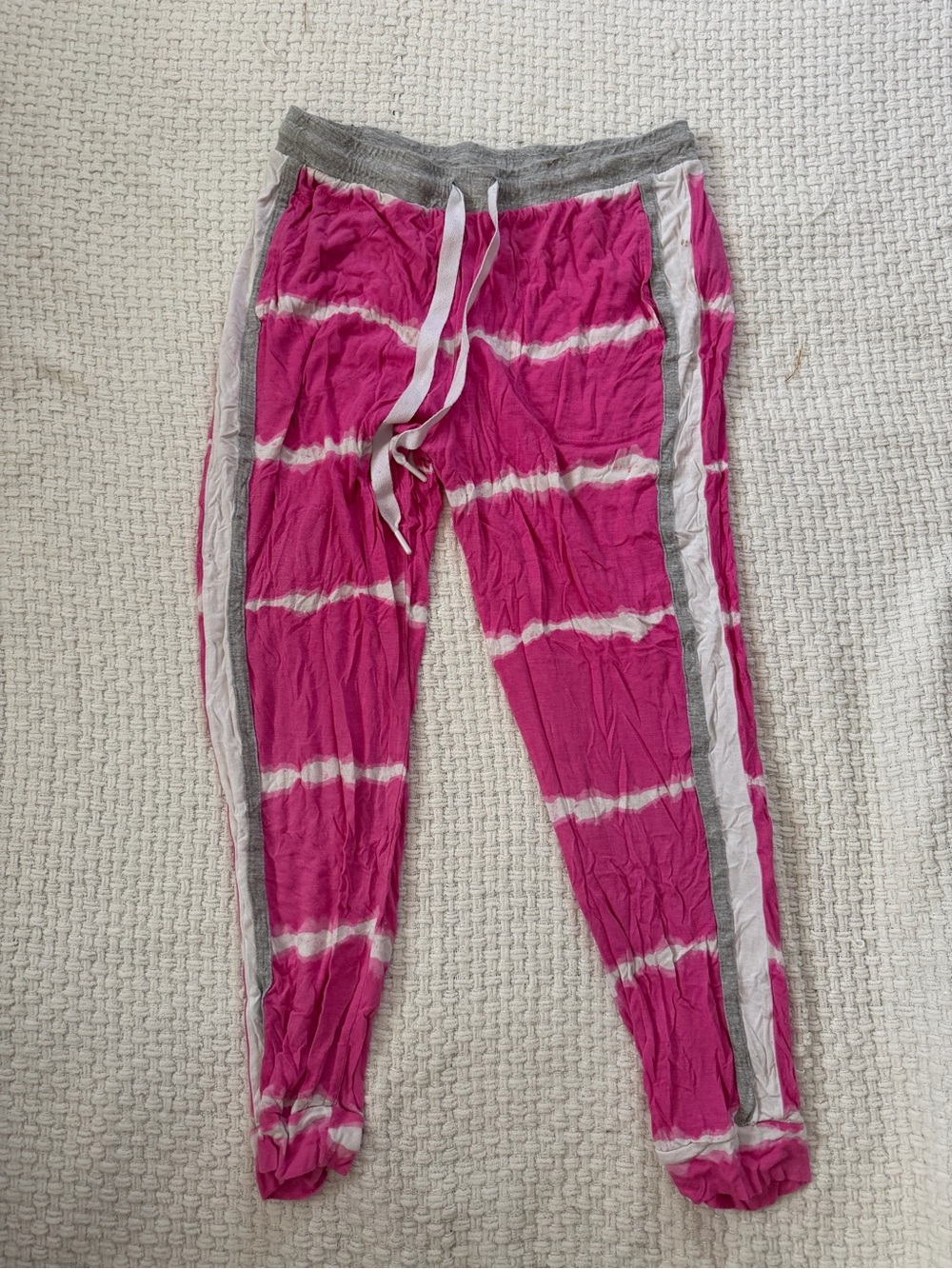 Secret Treasures Pink Tie-Dye Joggers with Gray Trim